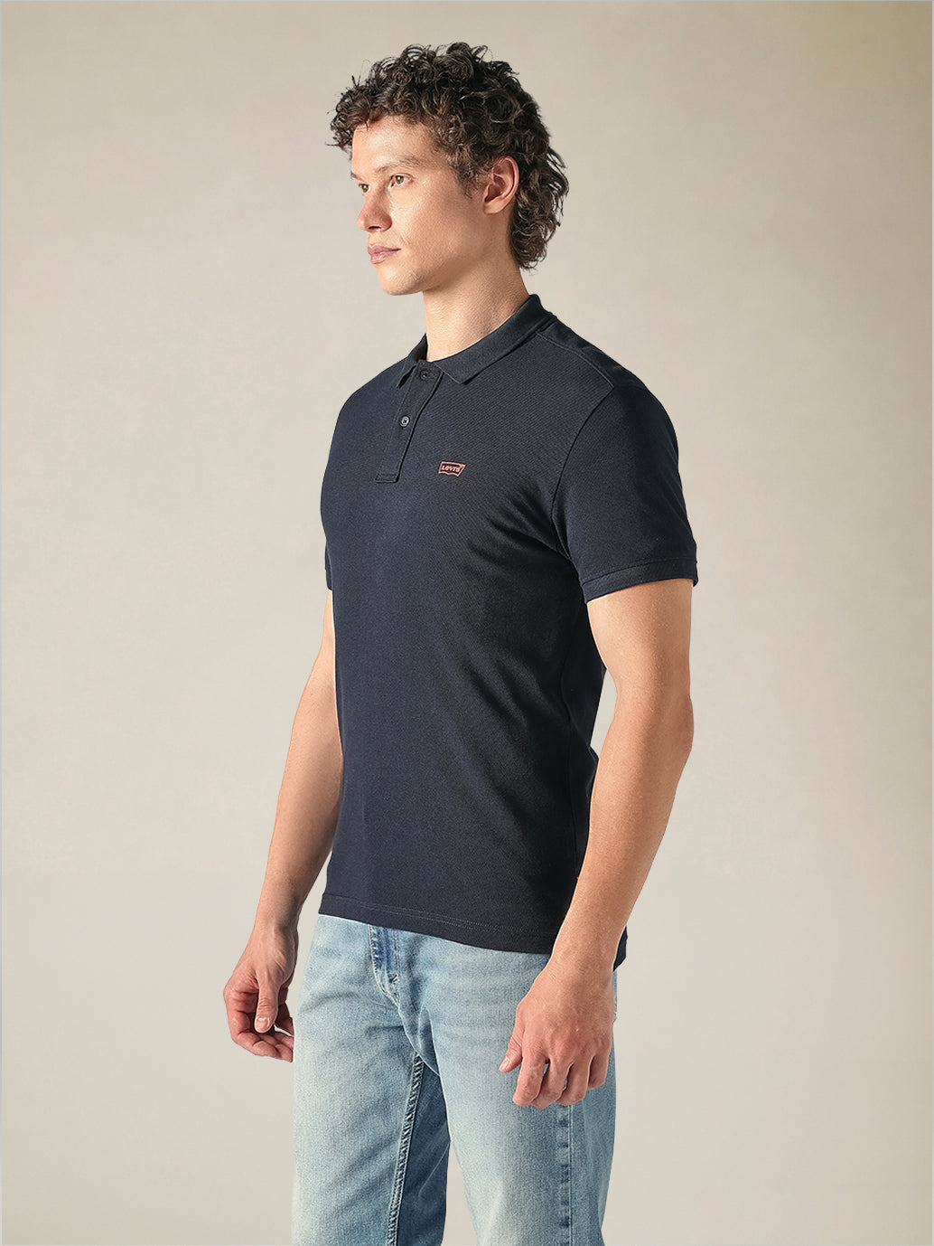 Men's Cotton Slim Fit Solid Pique Polo T shirt - Side View