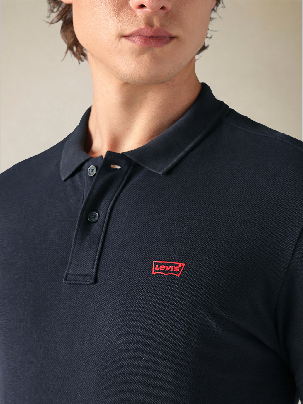 Men's Cotton Slim Fit Solid Pique Polo T shirt - Detailshot View