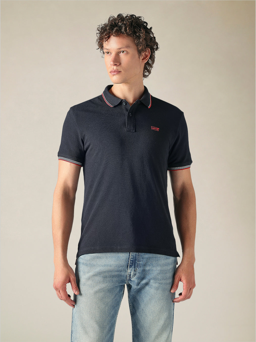 Men's Cotton Slim Fit Solid Pique Polo T shirt - Front View