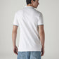 Men's Solid White Slim Fit Pique Polo T-shirt - Back View
