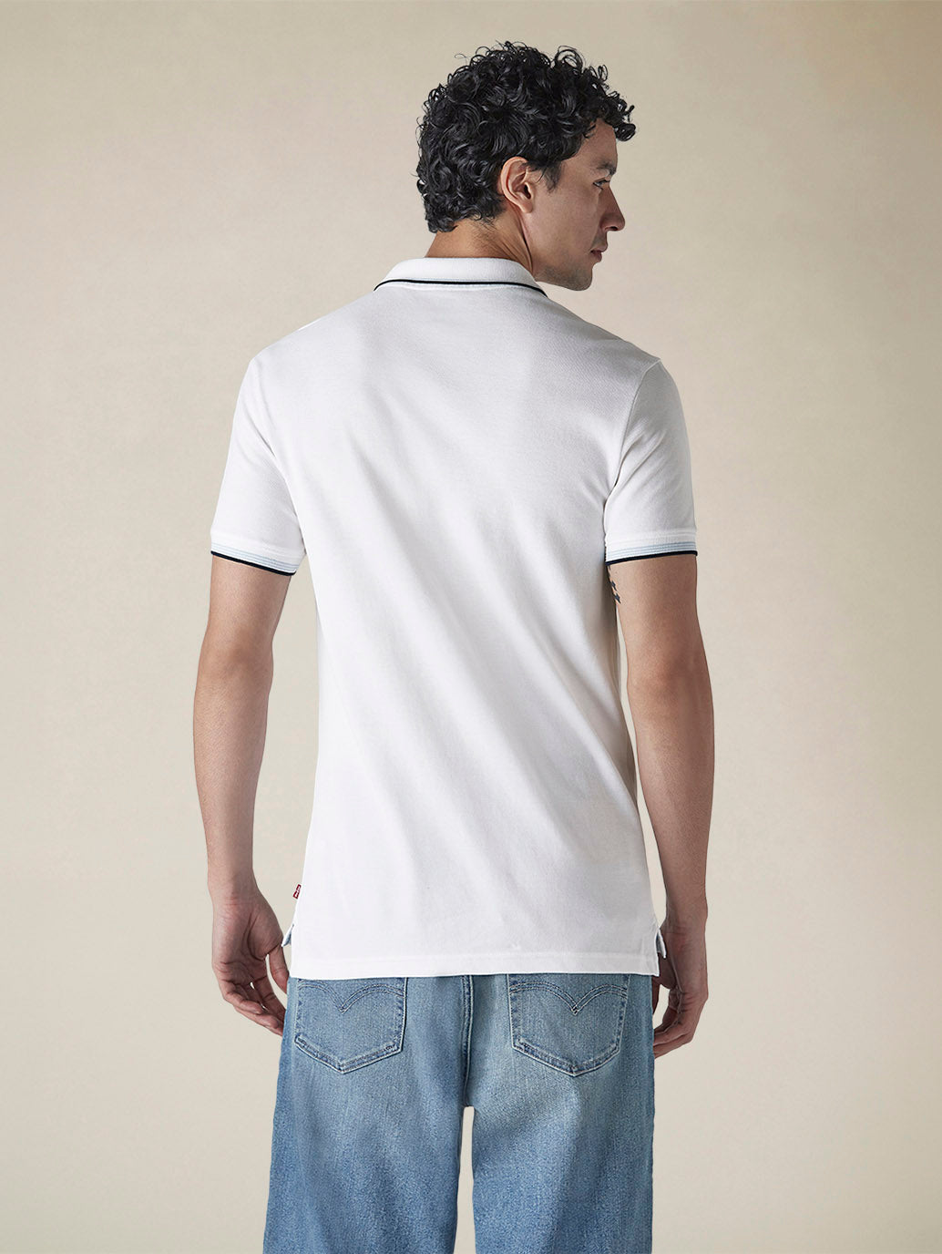 Men's Solid White Slim Fit Pique Polo T-shirt - e1ff8859-bc49-424c-9742-851fe7d26ee1 View