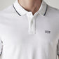 Men's Solid White Slim Fit Pique Polo T-shirt - Detail View