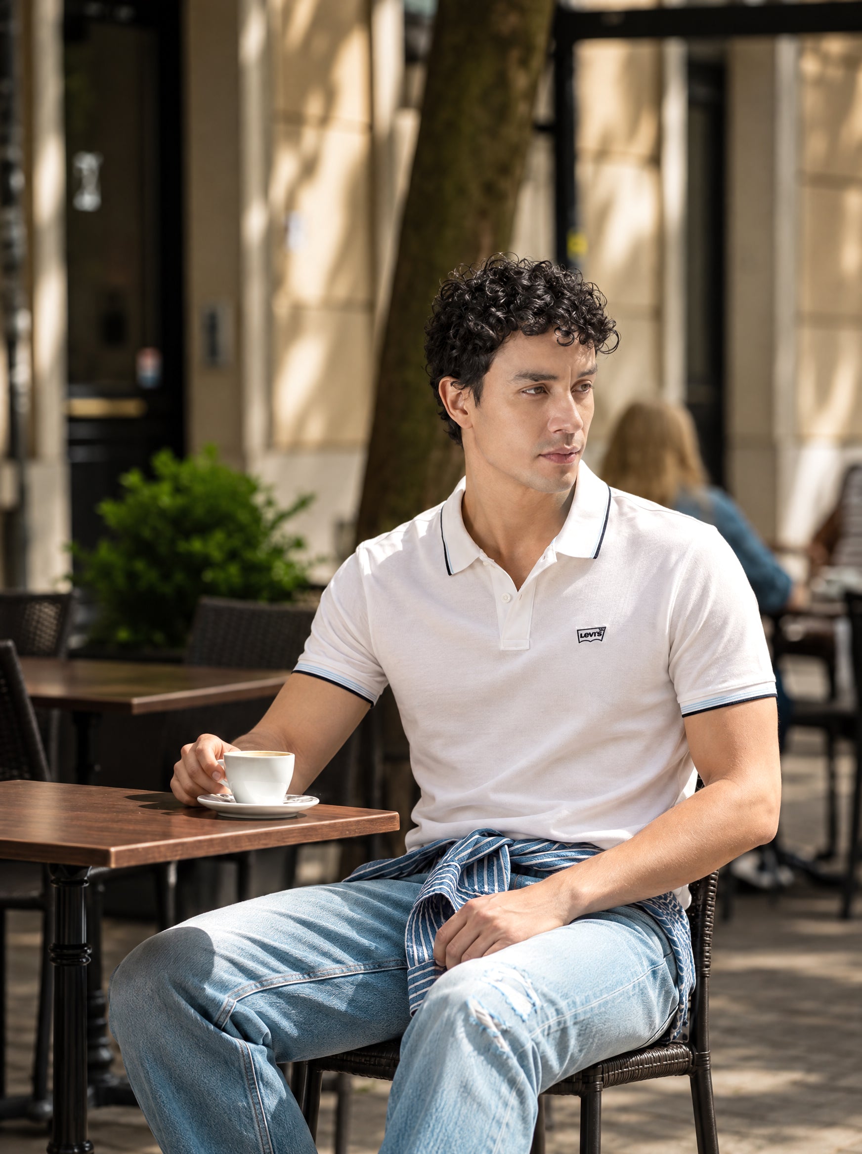 Men's Solid White Slim Fit Pique Polo T-shirt