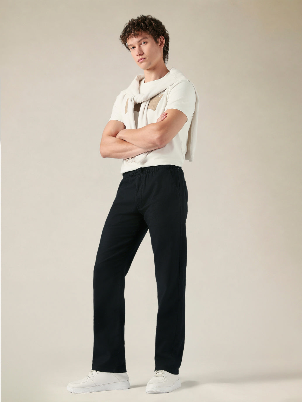 Men's Relaxed Straight Fit Cotton Mid Rise Chinos - Styleshot View