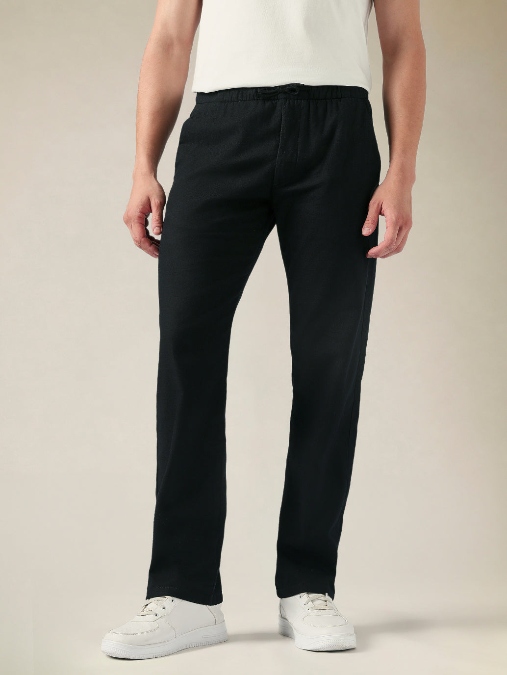 Men's Relaxed Straight Fit Cotton Mid Rise Chinos - Front View
