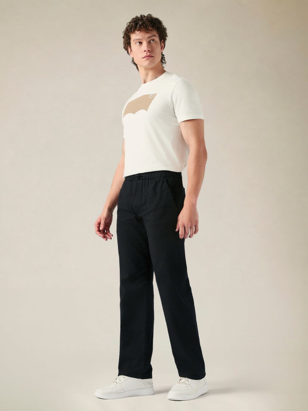 Men's Relaxed Straight Fit Cotton Mid Rise Chinos - Side View