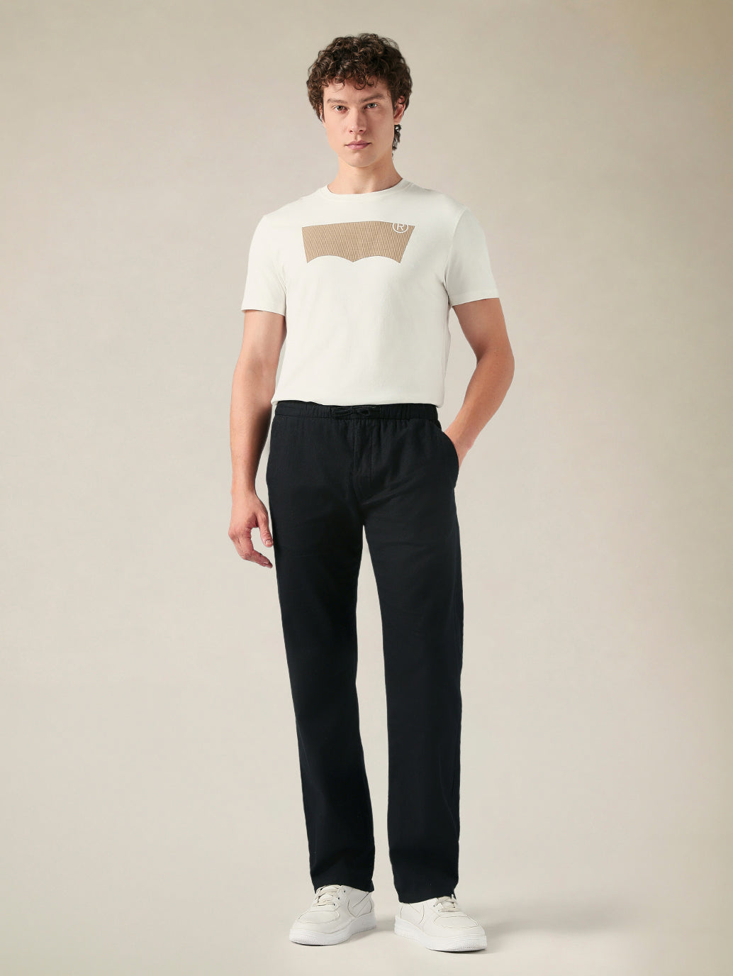 Men's Relaxed Straight Fit Cotton Mid Rise Chinos - Front View
