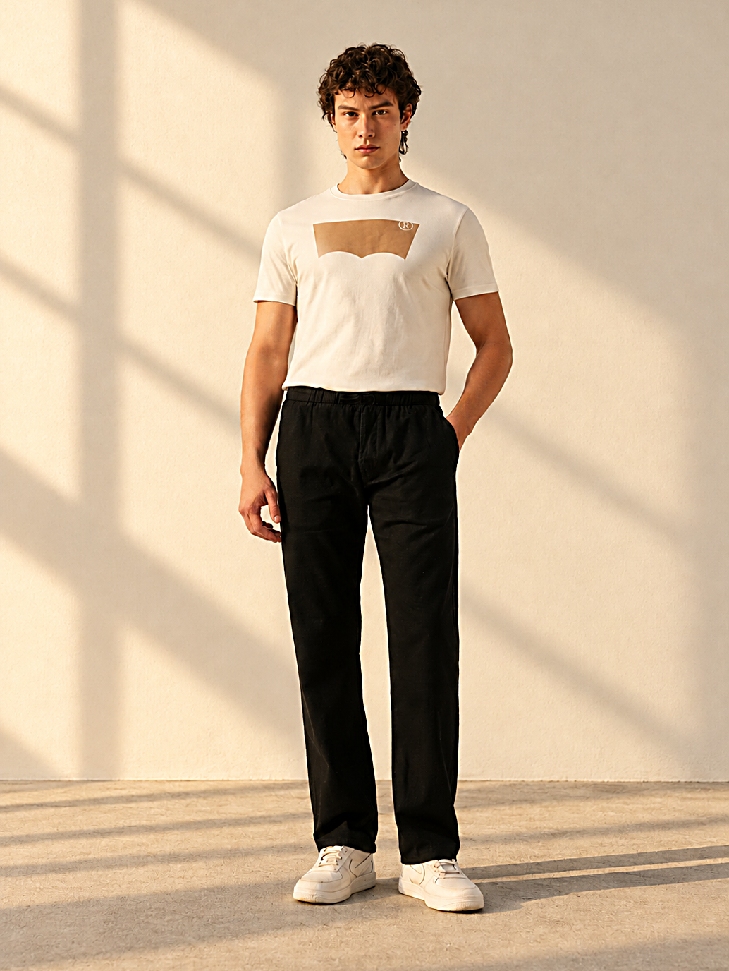 Men's Relaxed Straight Fit Cotton Mid Rise Chinos