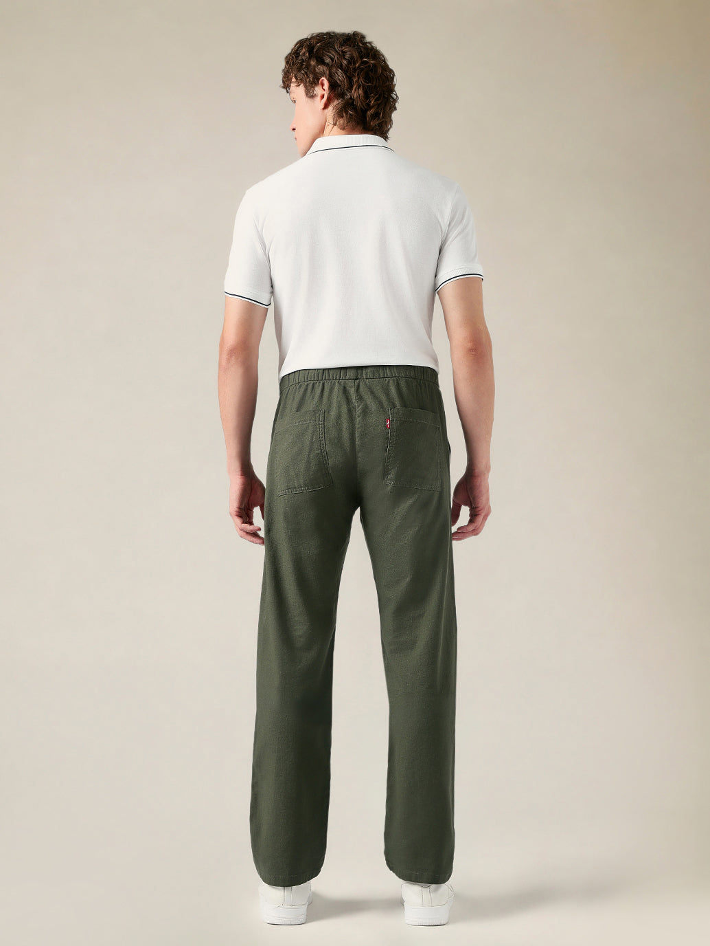 Men's Relaxed Straight Fit Cotton Mid Rise Chinos - Back View