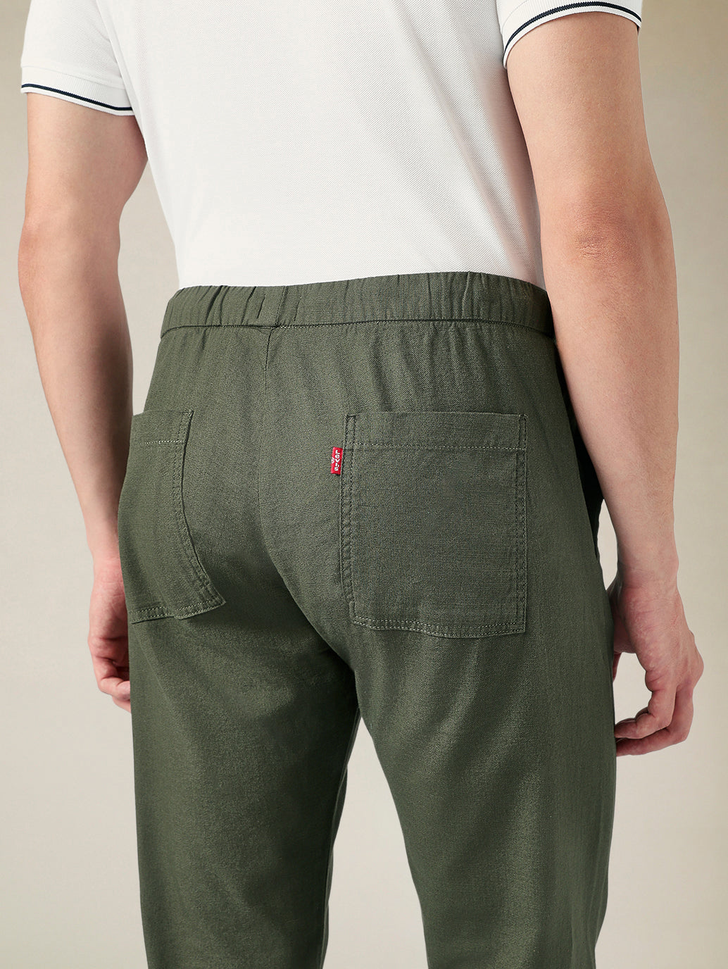 Men's Relaxed Straight Fit Cotton Mid Rise Chinos - Detail View