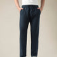 Men's Dark Blue Relaxed Straight Fit Mid Rise Chinos - Front View