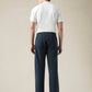 Men's Dark Blue Relaxed Straight Fit Mid Rise Chinos - back View