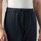 Men's Dark Blue Relaxed Straight Fit Mid Rise Chinos - Detail View