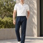 Men's Dark Blue Relaxed Straight Fit Mid Rise Chinos - Ai View