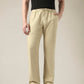 Men's Beige Relaxed Straight Fit Mid Rise Chinos - Front View