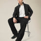 Men's Black Wide Leg Fit Mid Rise Chinos - Styleshot View