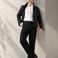 Men's Black Wide Leg Fit Mid Rise Chinos - Ai View