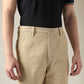 Men's Beige Wide Leg Fit Mid Rise Chinos - Detail View