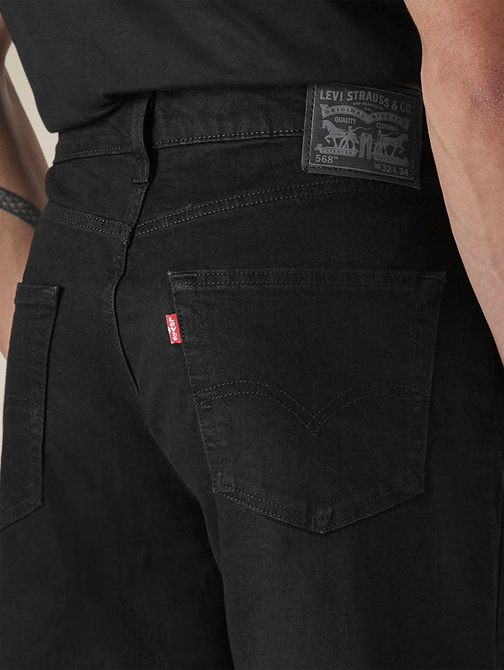Men's 568 Mid Rise Loose Fit Cotton Stretch Blend Jeans - Detail View