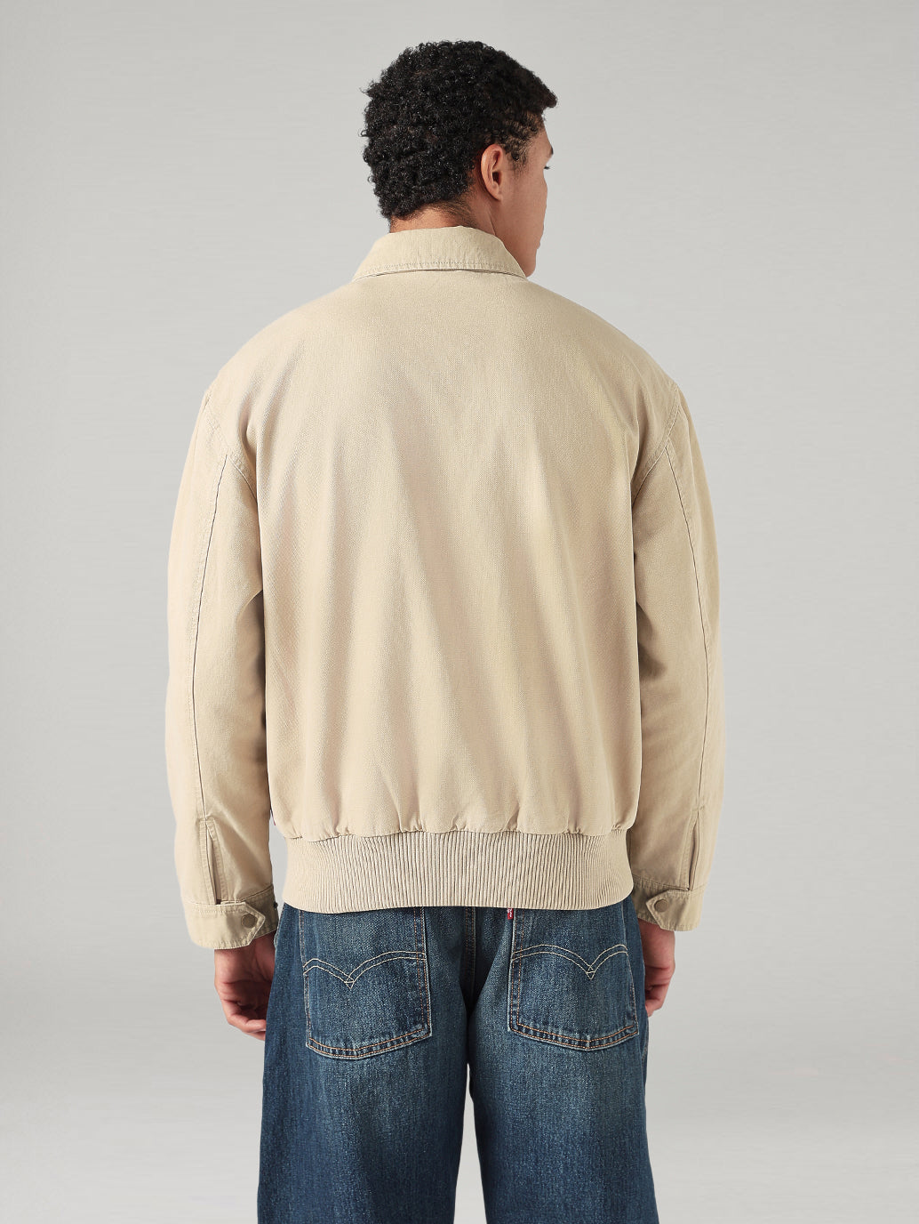 Men's Solid Relaxed Fit Jacket - Back View