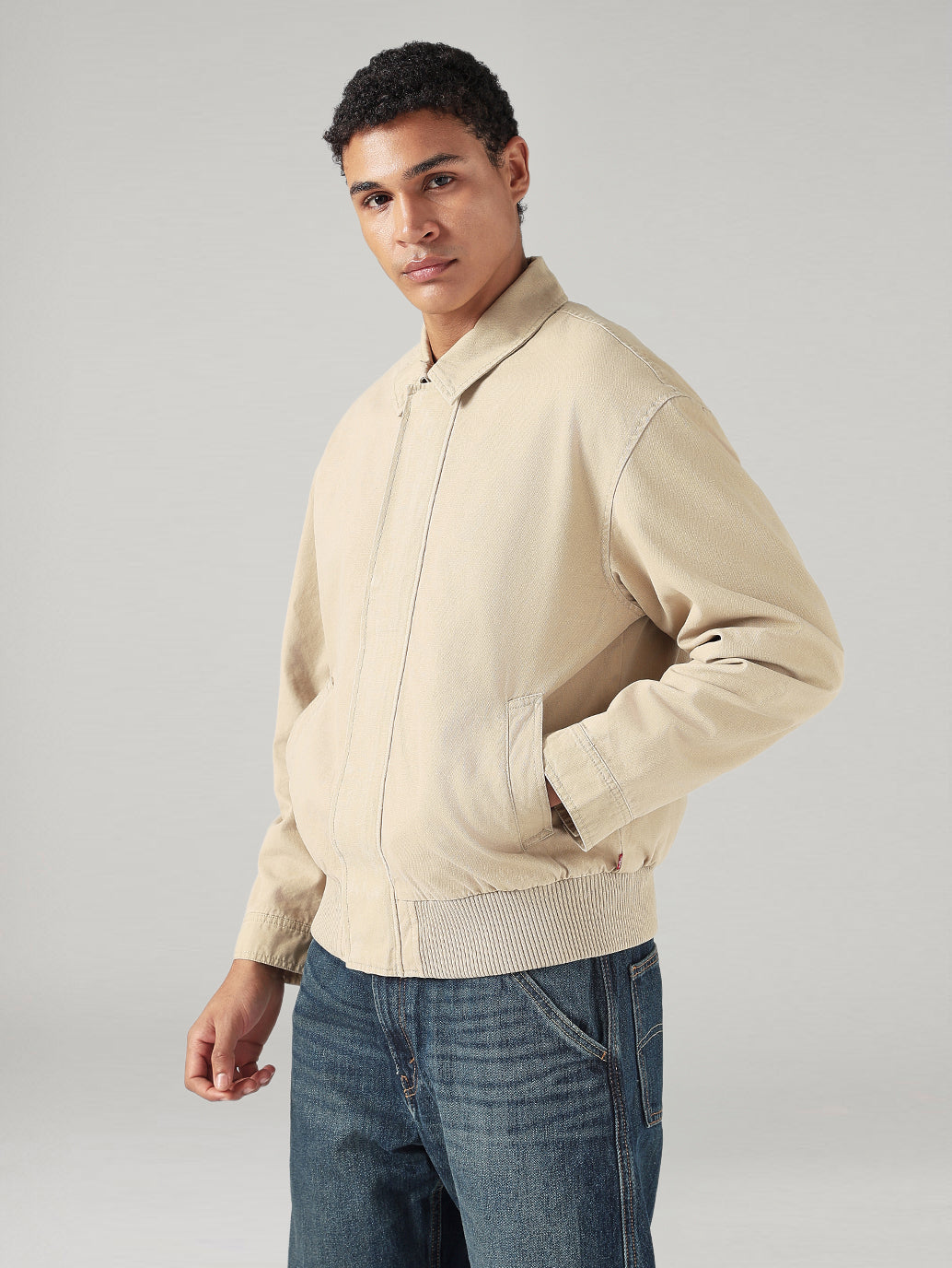 Men's Solid Relaxed Fit Jacket - SIde View