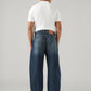 Men's Dark Blue Baggy Fit Mid Rise Cinch Jeans - Back View