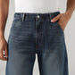 Men's Dark Blue Baggy Fit Mid Rise Cinch Jeans - 20 View