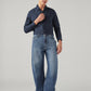 Men's Blue Baggy Fit Mid Rise Cinch Jeans - Styleshot View