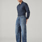 Men's Blue Baggy Fit Mid Rise Cinch Jeans - SIde View