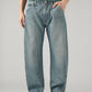 Men's Blue Baggy Barrel Fit Mid Rise Cinch Jeans - Front View