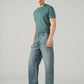Men's Blue Baggy Barrel Fit Mid Rise Cinch Jeans - Side View