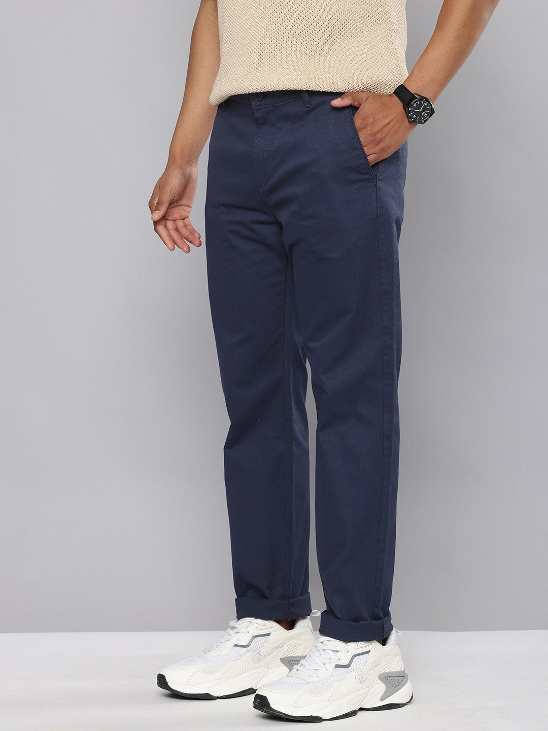 Men's Navy Blue Tapered Chinos - 00ed60b4-19cc-4cf0-ac61-d6089ab1de5c1724661698855-Levis-Men-Trousers-7381724661698288-2 View