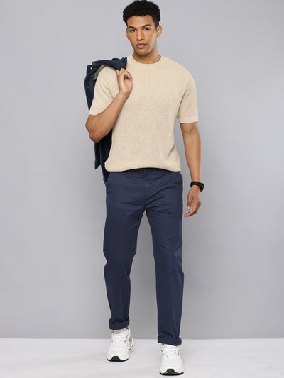Men's Navy Blue Tapered Chinos