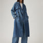 Women's Solid Blue Denim Trench Coat - 02a61415d4d3acbfdded446590d6635d View