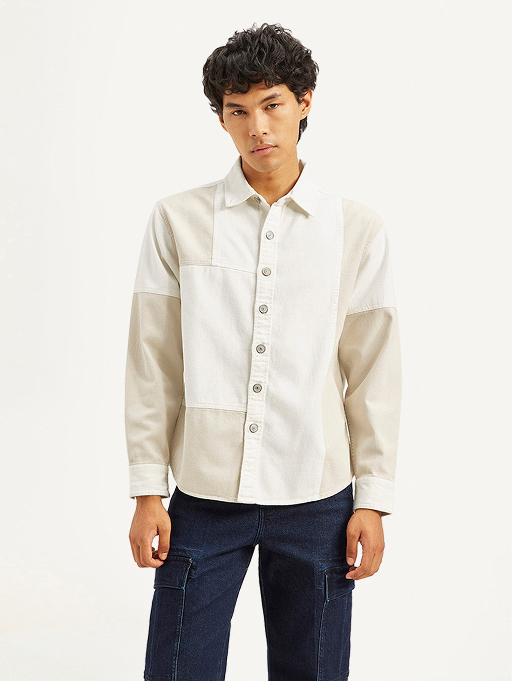 Men's Colorblock Relaxed Fit Denim Overshirt - 034ae5014dfea49b7aebff2707373468 View