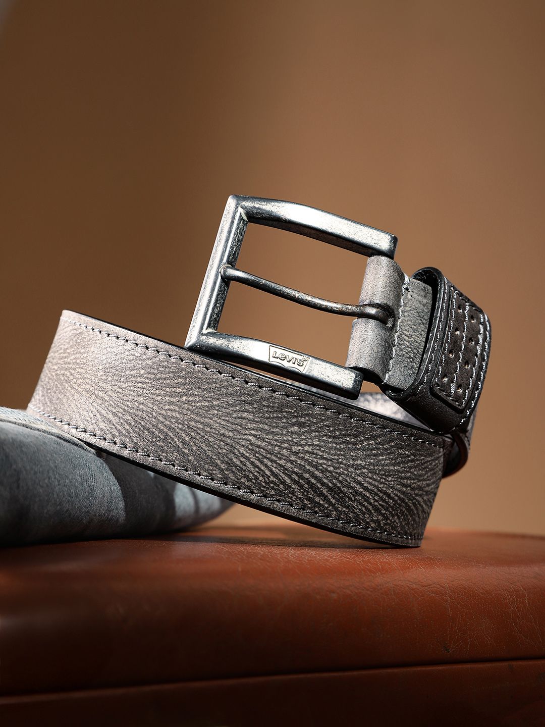 Men's Grey Textured Belt