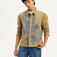 Men's Embroidered Brown Relaxed Fit Shacket - 05590c5f6489b06b4b9067c8eb7e0e9f View