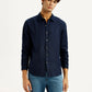 Men's Solid Dark Blue Slim Fit Shirt - Styleshot View