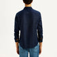 Men's Solid Dark Blue Slim Fit Shirt - Back View