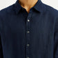 Men's Solid Dark Blue Slim Fit Shirt - Detail View
