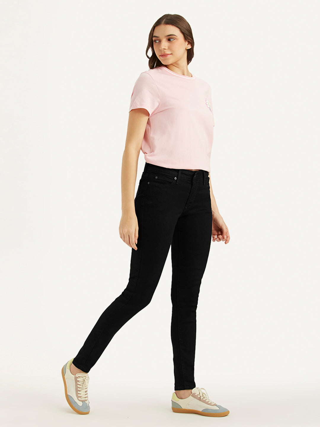 Women's 711 Black Skinny Fit Mid Rise Jeans - 0793608698510a18d34e39a62907d3d6 View