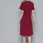 Women's Solid Red V Neck Dresses - 088cf83b-13bb-436f-b039-bc5ad547f14c1685696340335-Levis-Women-Dresses-1351685696339949-4 View