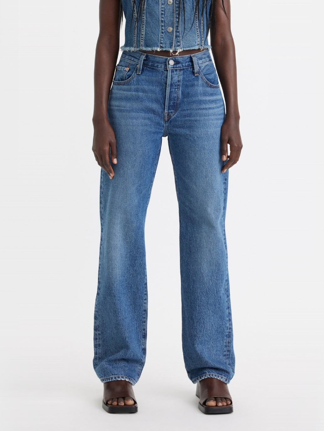 Women's 501 Blue Straight Fit High Rise Jeans - 0b60154404f00d92af0e1b1829bdb4ba View