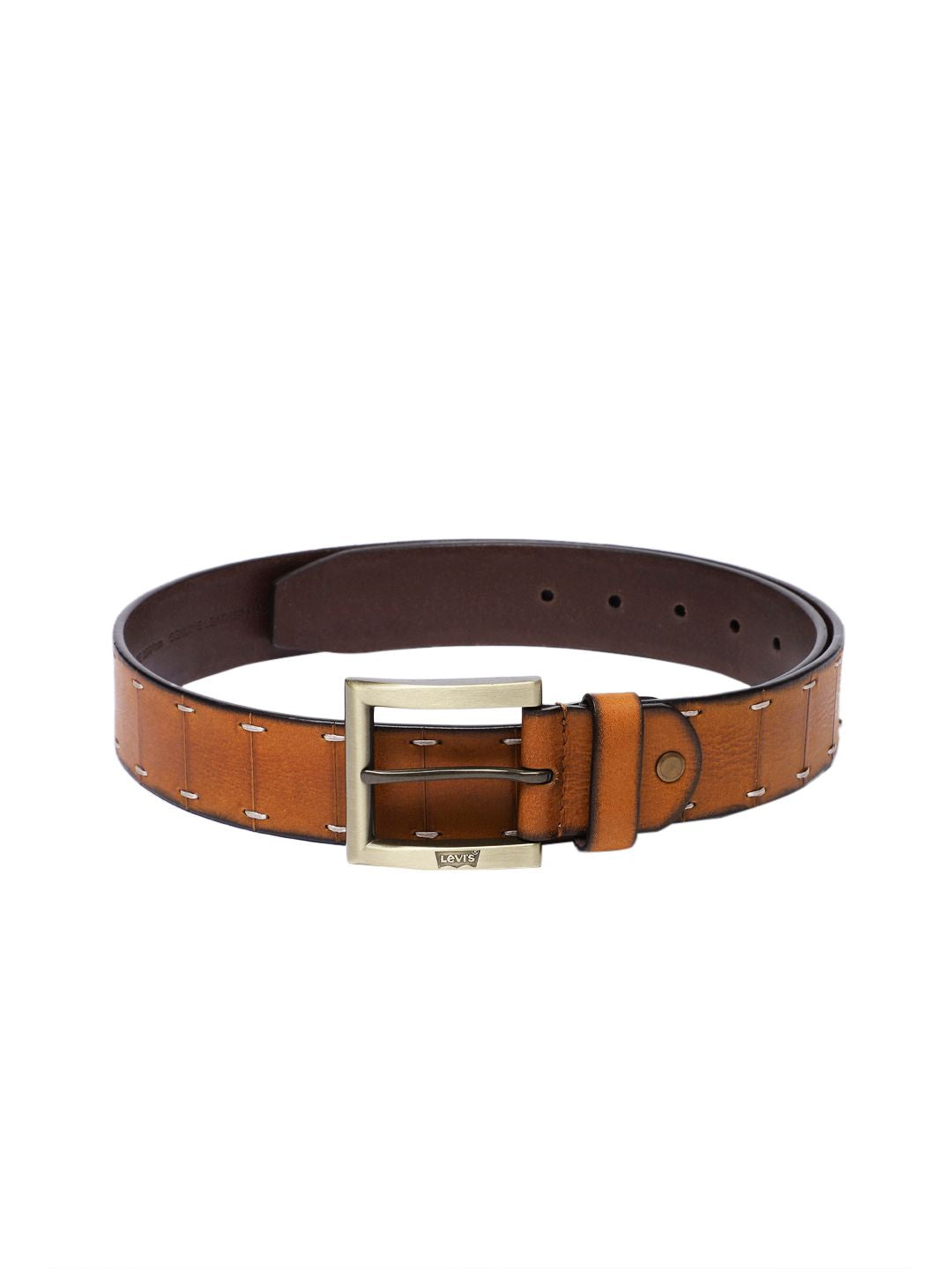 Men's Tan Textured Belt - 0e9d76d3-01b2-4dc6-bc35-fe01225589561742204305774-Men-Textured-Leather-Belt-5411742204305577-1 View