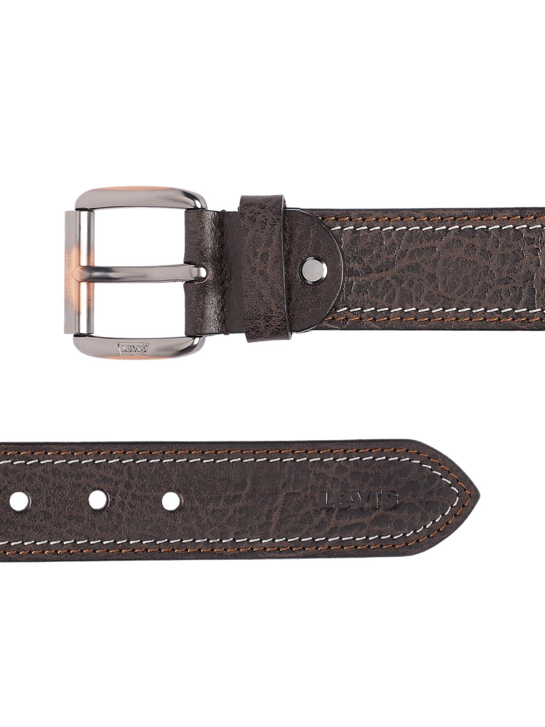 Men's Brown Textured Belt - 0f7bdfd3-5e22-40c5-baa1-1a08dafd2fb31742202111719-Men-Textured-Leather-Belt-5011742202111563-3 View