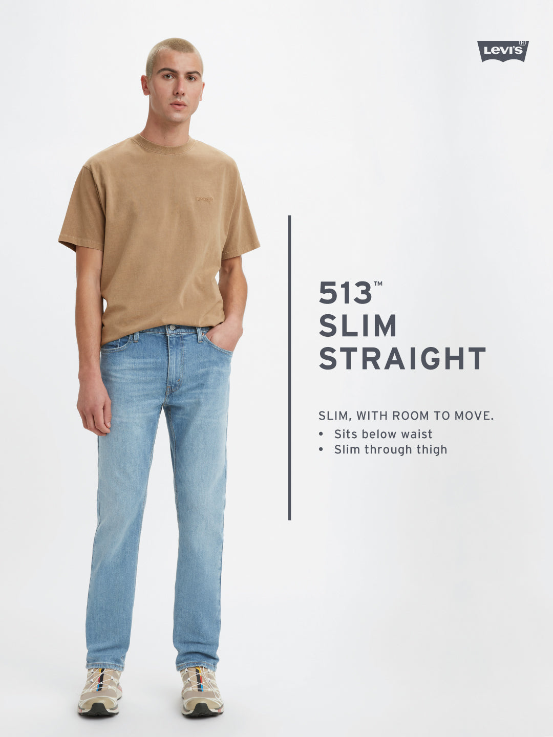 Men's 513 Blue Slim Straight Fit Mid Rise Jeans - 9638f95f-39ea-4de8-ac38-812359198f5d View