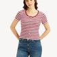 Women's Striped Red Round Neck Top - 10eb41998ac3c8b804471f883c0dbea1 View