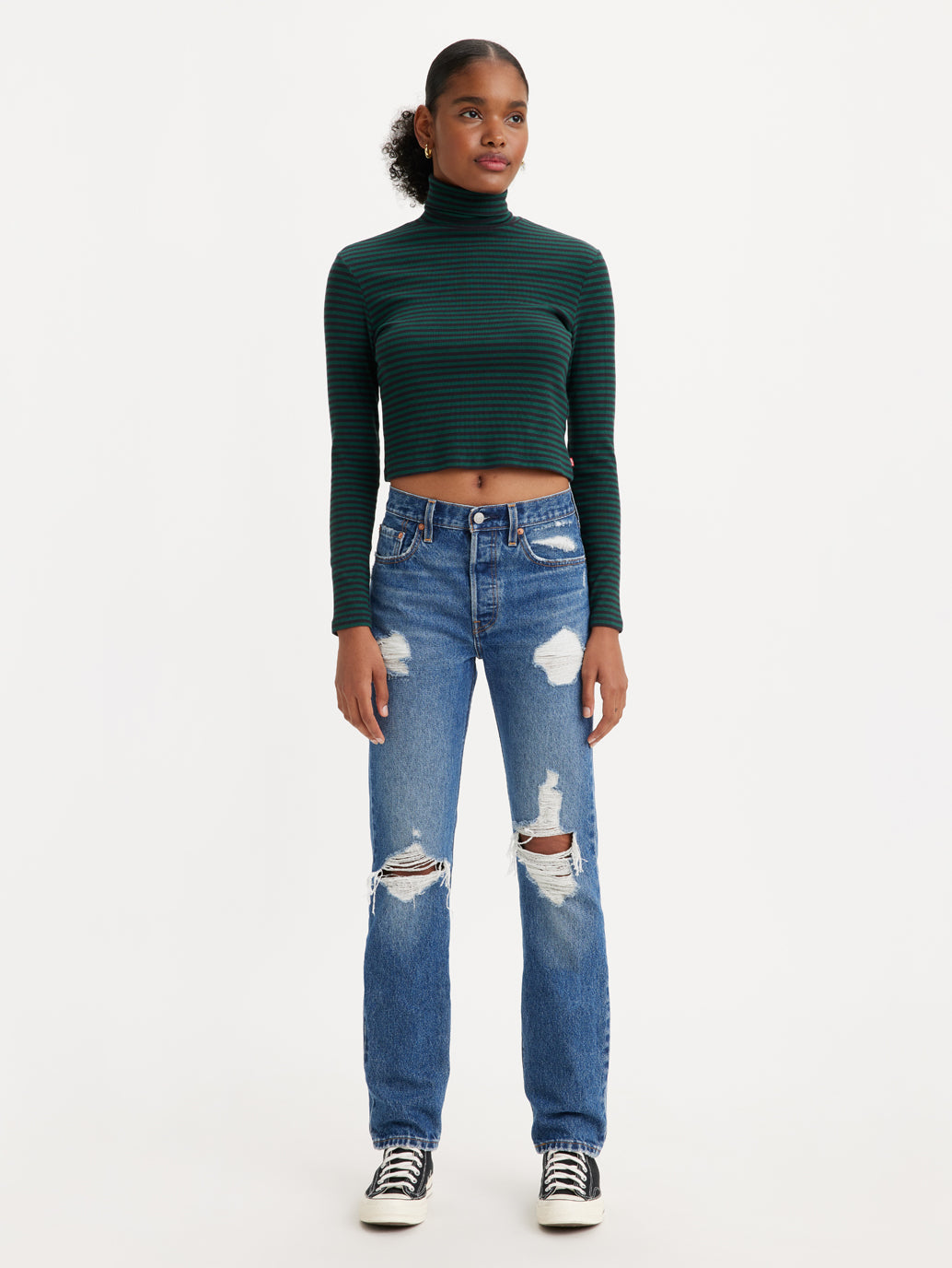 Women's 501 Blue Straight Fit High Rise Jeans