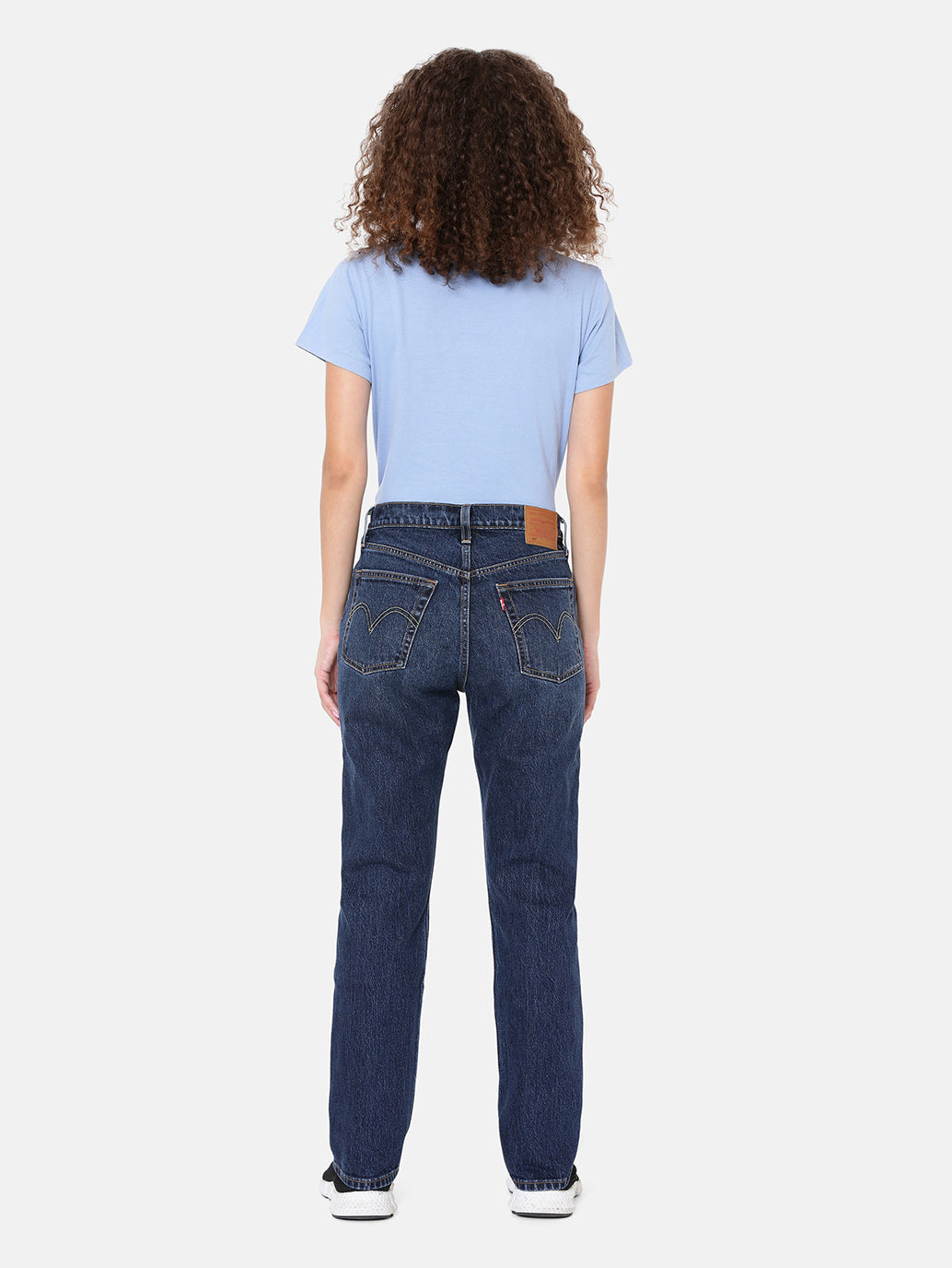 Women's 501 Dark Indigo Straight Fit High Rise Jeans - Back View