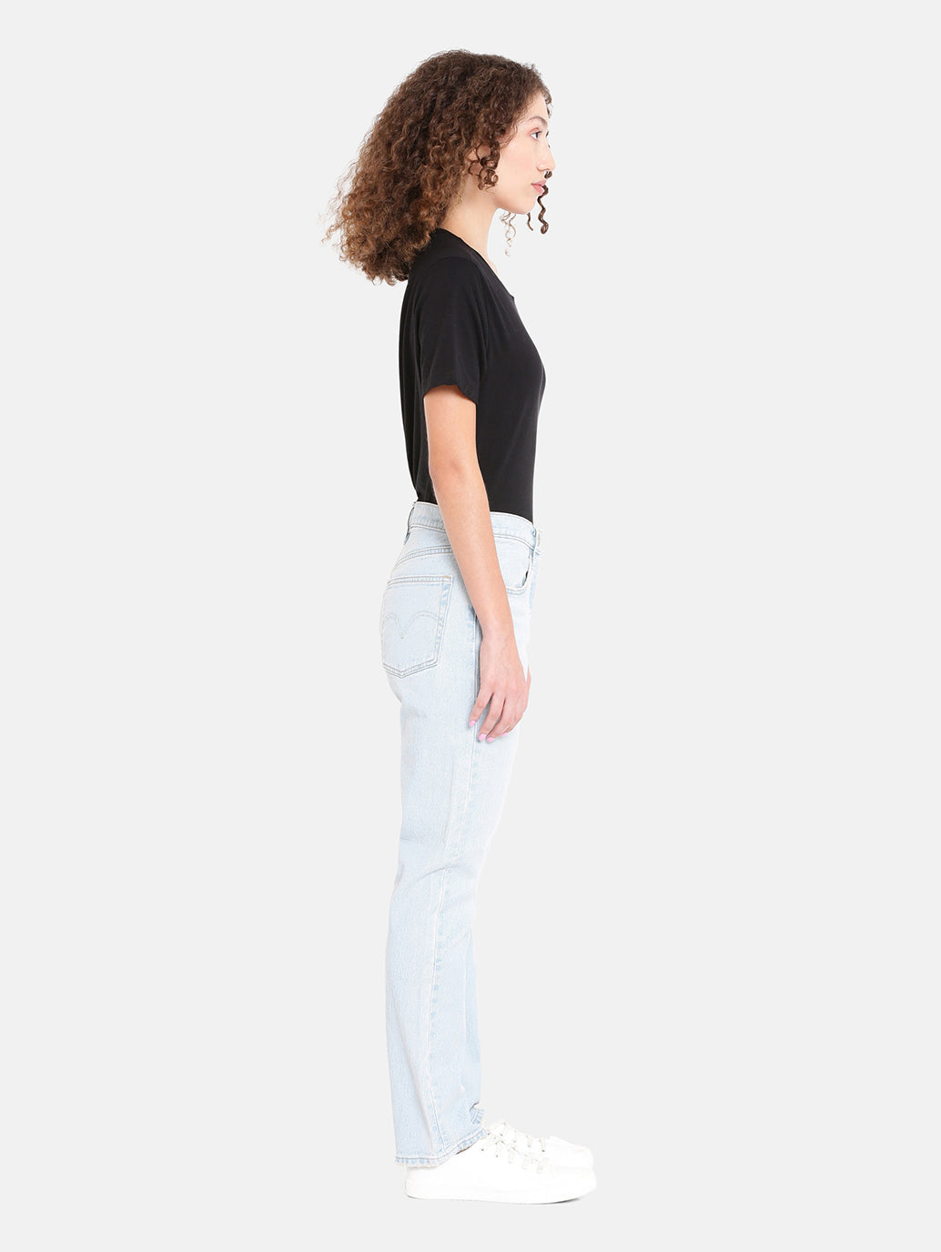 Women's 501 Light Indigo Straight Fit High Rise Jeans - Side View